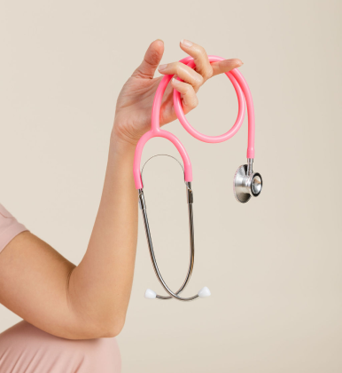 A stethoscope held in one hand