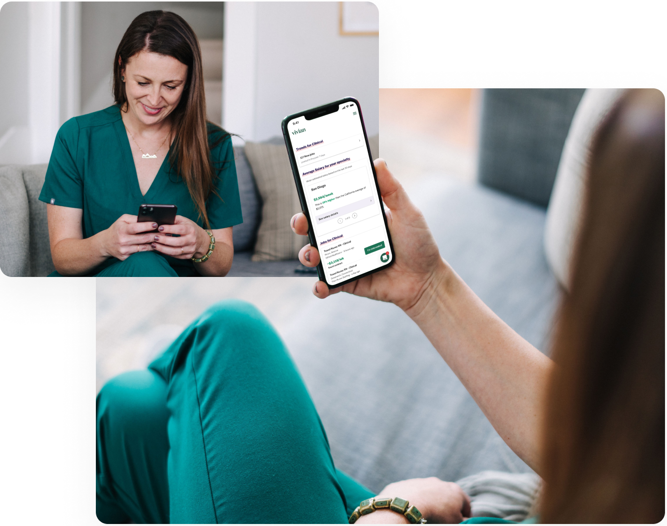 A healthcare professional uses the Vivian app to view location information