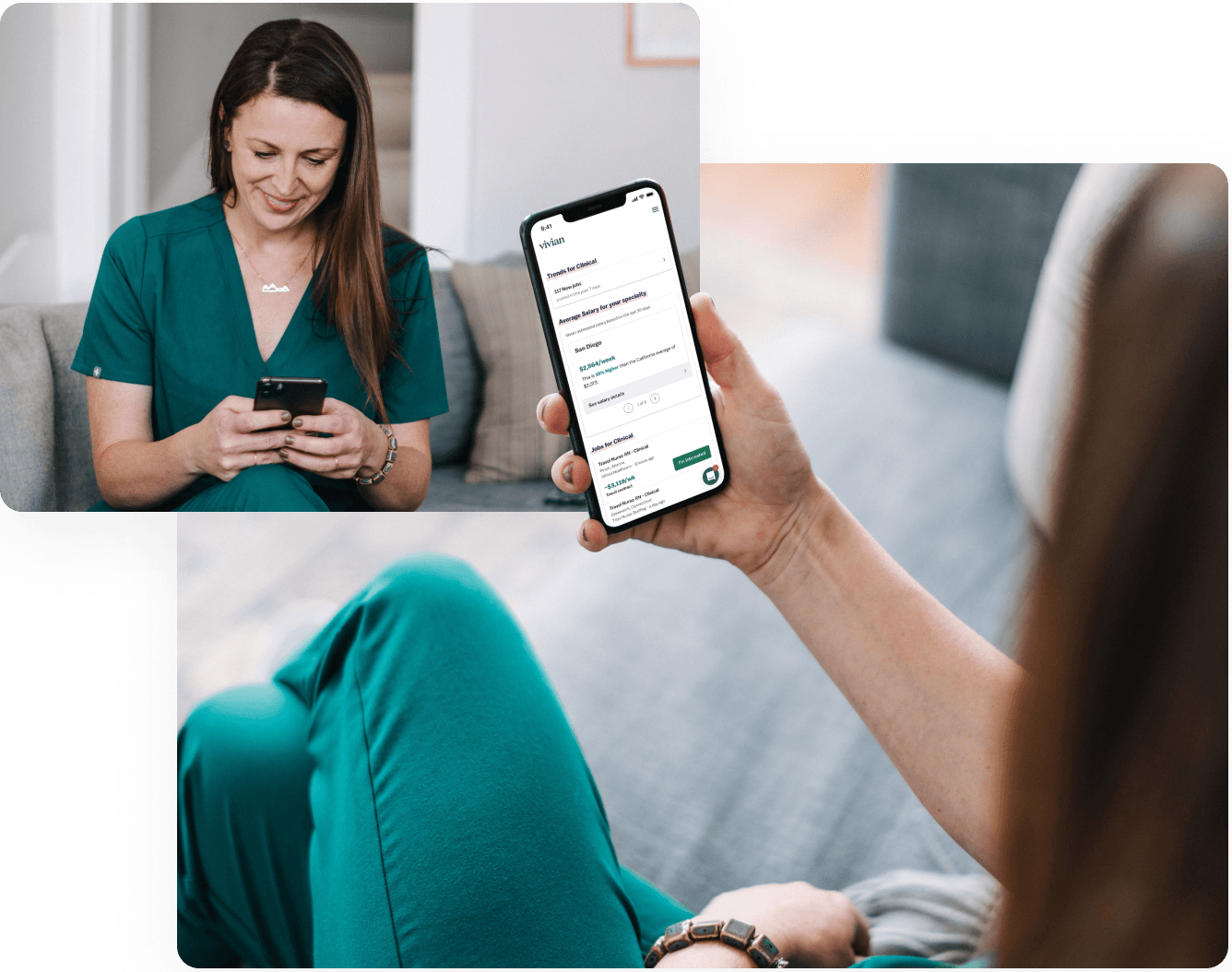 A healthcare professional uses the Vivian app to view location information