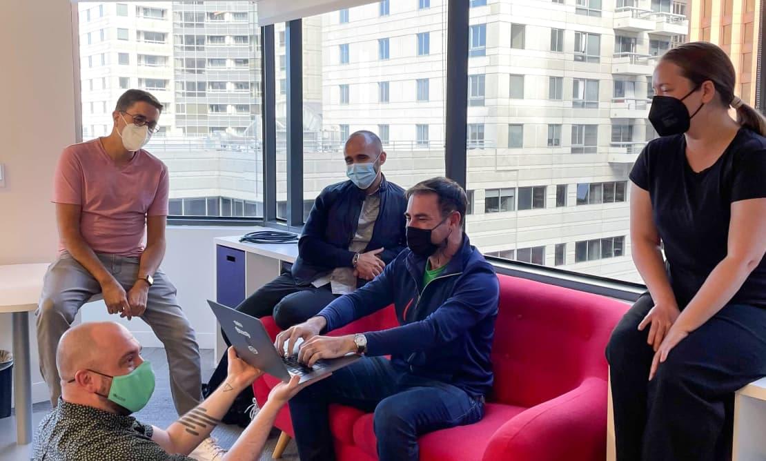 Product team getting together for a meetup in the San Francisco office