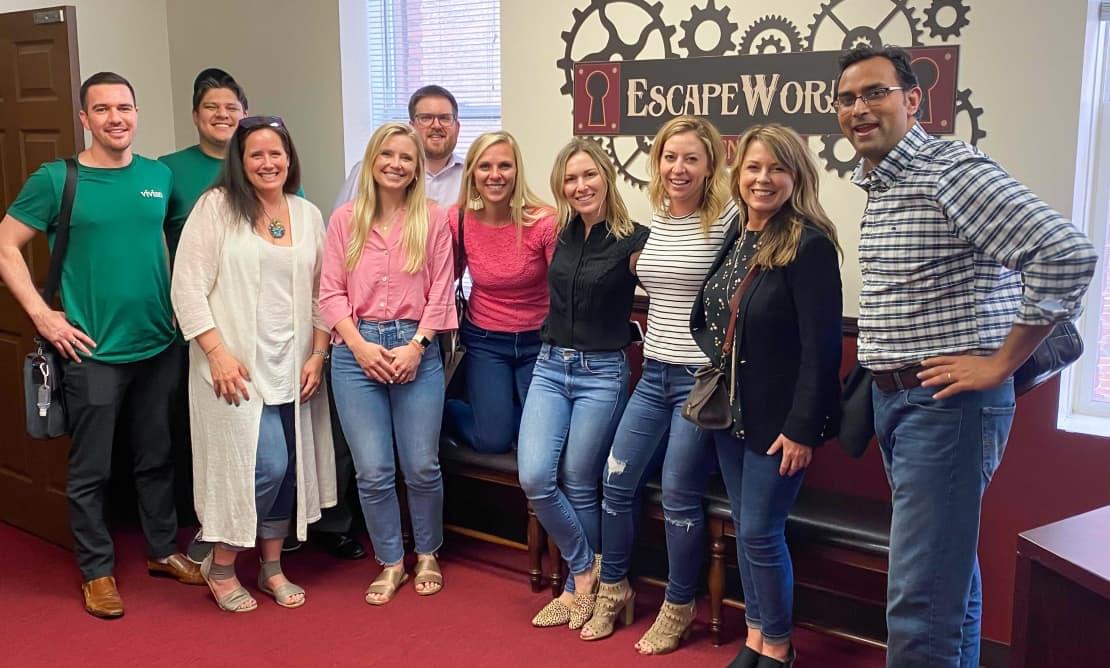 The sales and strategy teams going to an escape room for a team activity