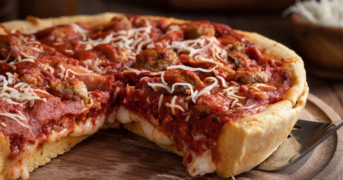 Chicago-style deep dish pizza