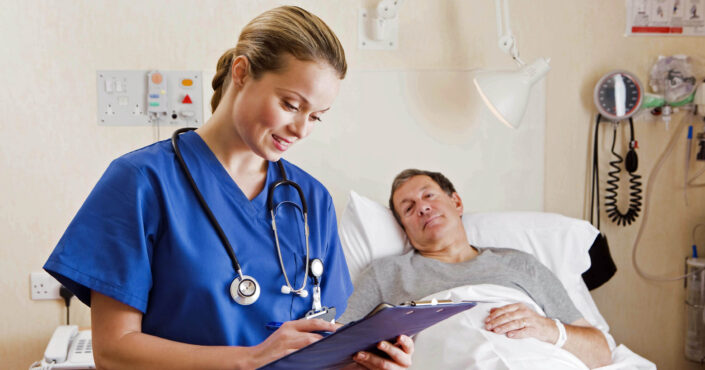 Med-surg nurse providing patient care