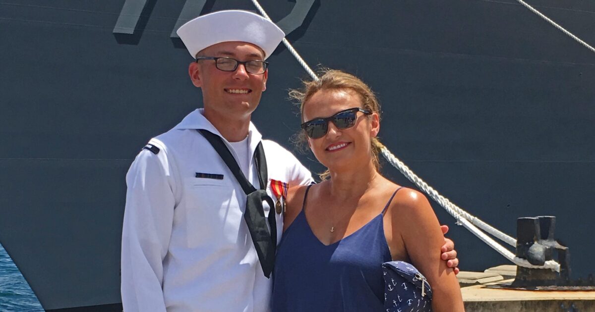 Kathryn with her oldest son in Oahu