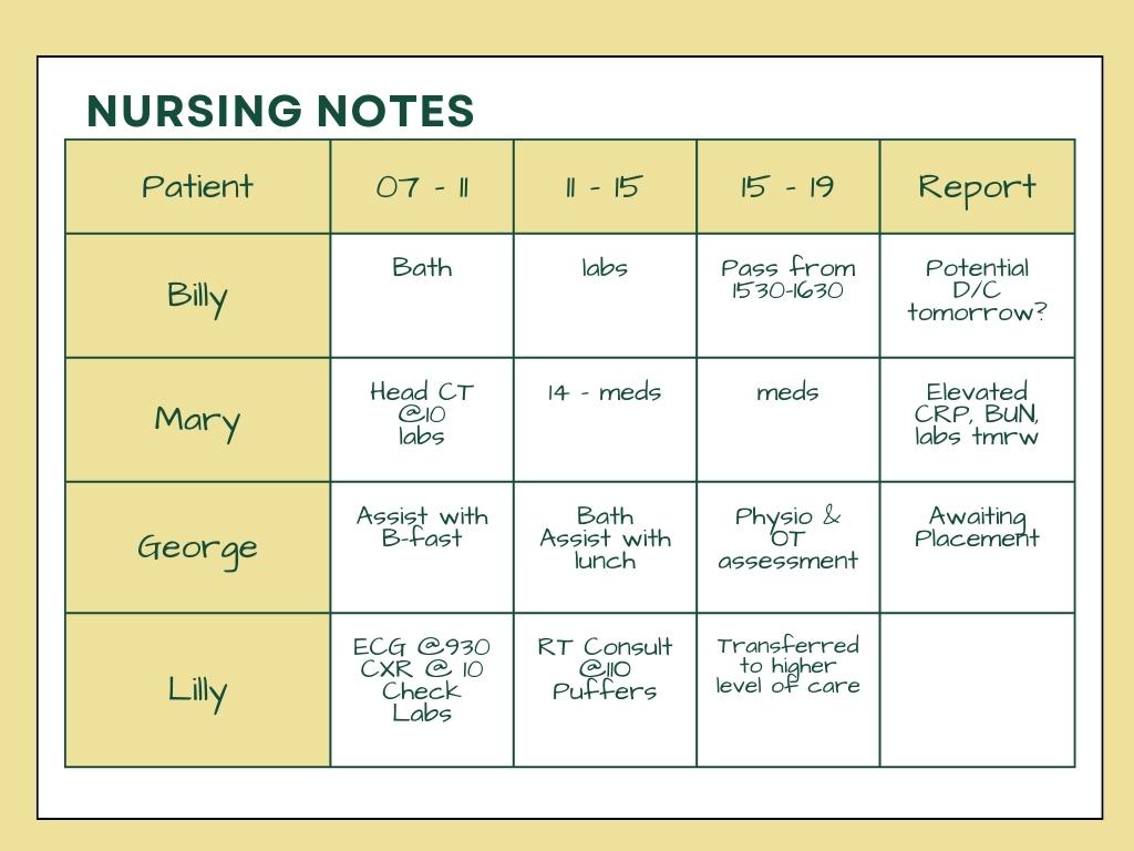 Nursing Note example