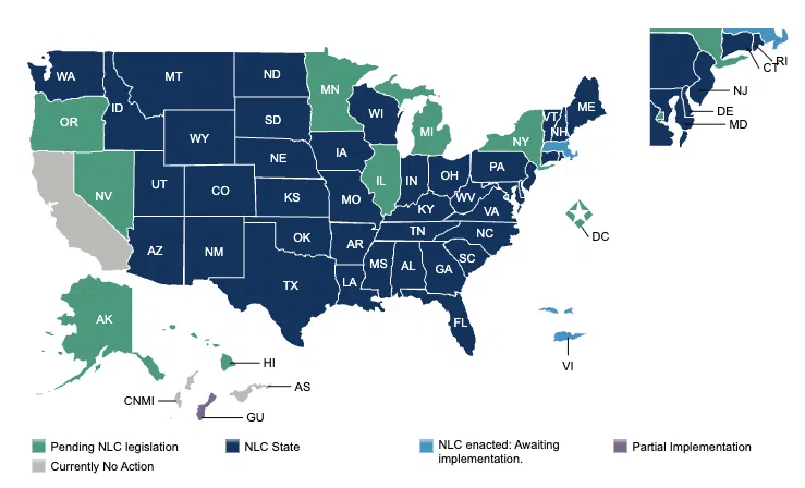map of nurse compact states